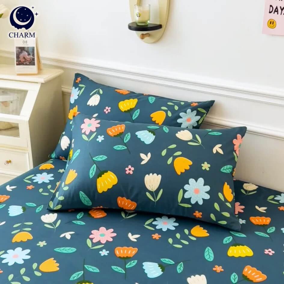 ชุดผ้าปูที่นอน 6 ฟุต 6 ชิ้น CHARM รุ่น CLASSIC ลาย GREEN GARDEN